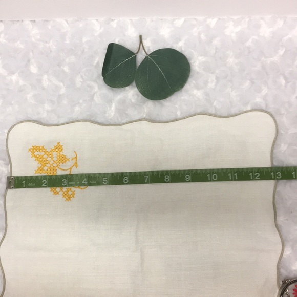 Antique Embroidery Linen Dinning Table French runner mat set of 3 Napkins - Picture 12 of 16